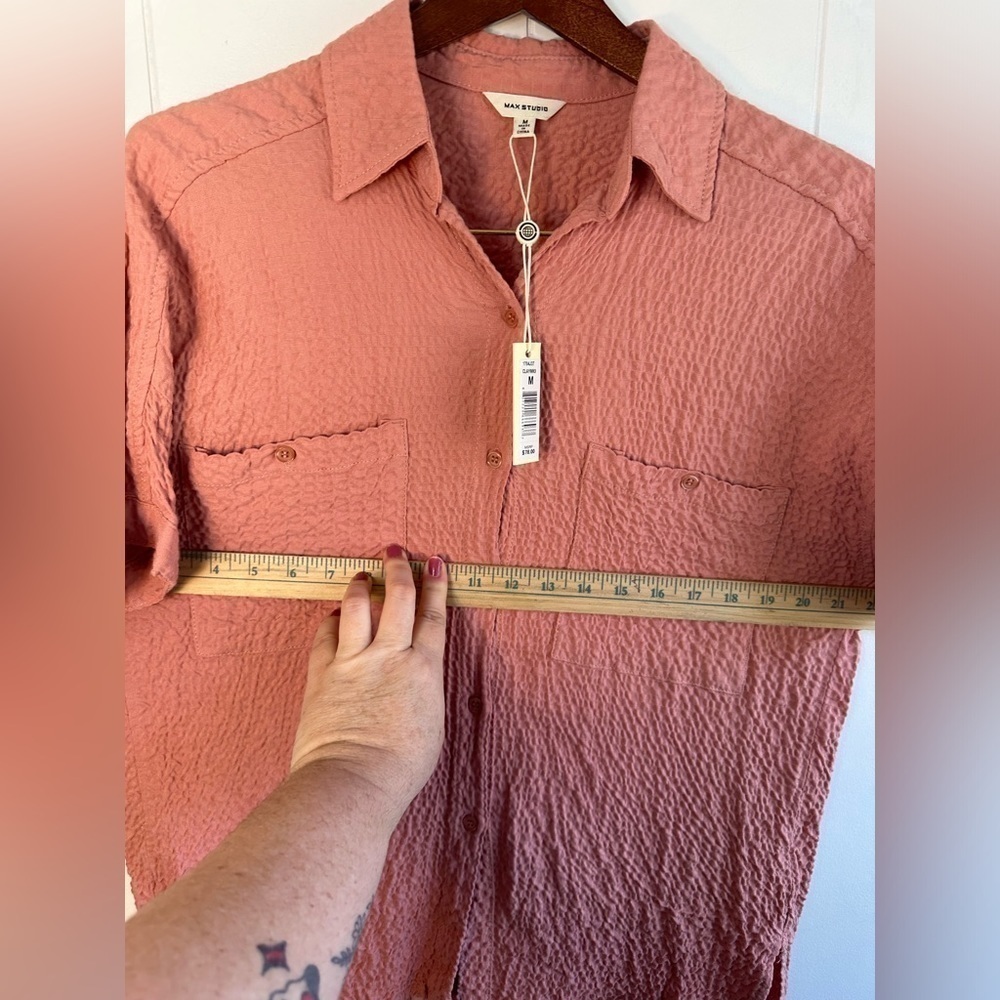 NWT Max Studio Coral Button Down Collared Women’s… - image 7